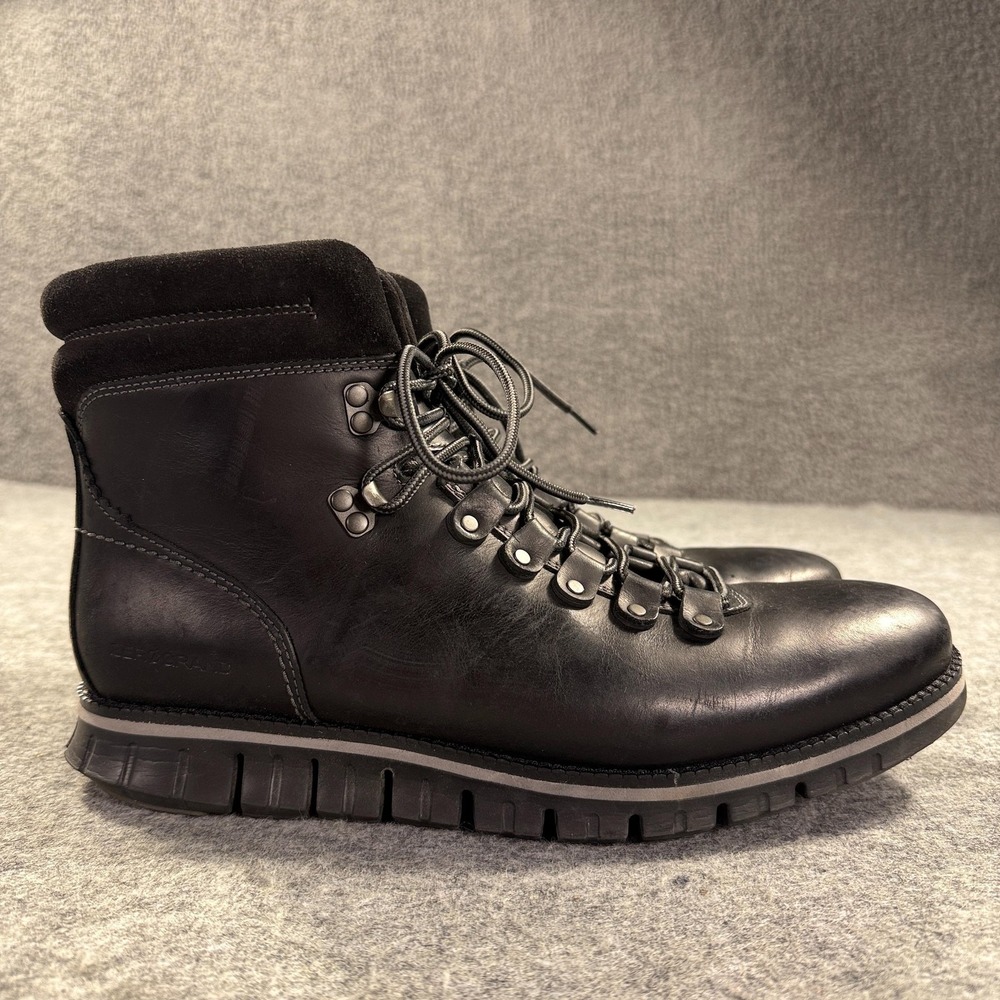 Cole Haan Zerogrand Combat Boots Mens 10W Black Leather Hiking‎ Waterproof Gorp